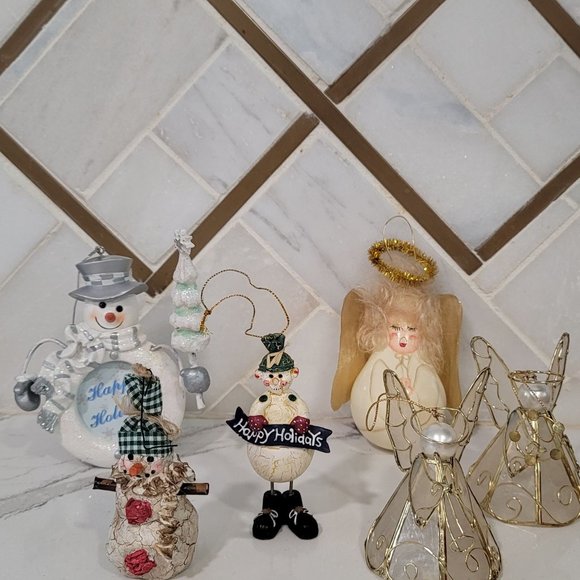 lot of random Christmas ornamemts. angels, snowman picture frame, snowman, ect - Picture 5 of 5